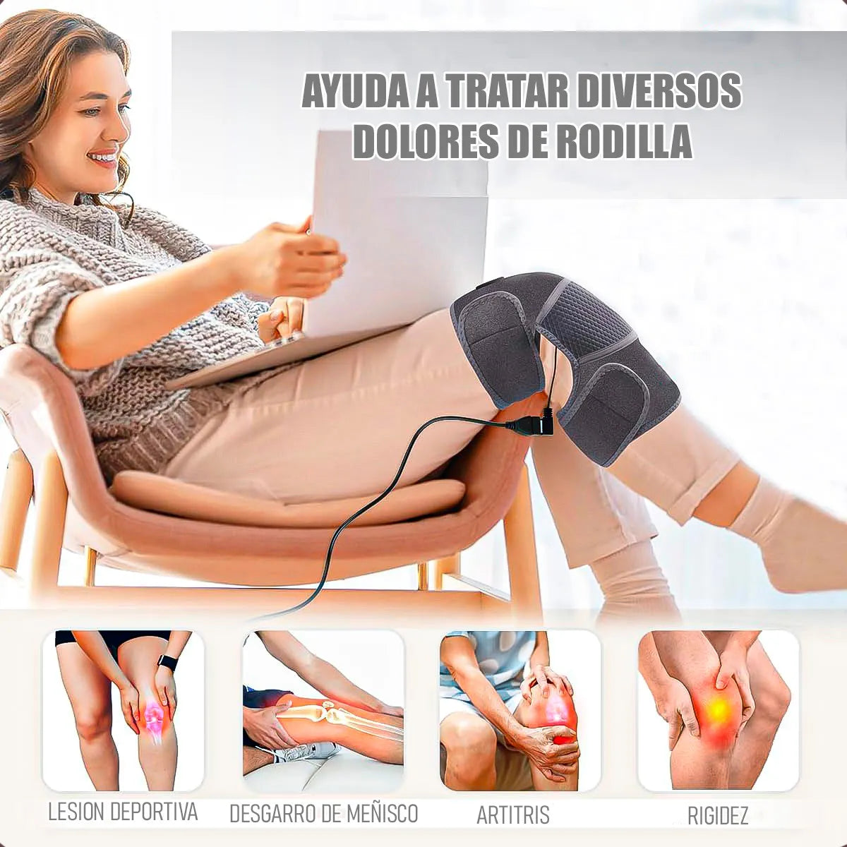 Rodillera Calefacción Masaje 2 en 1