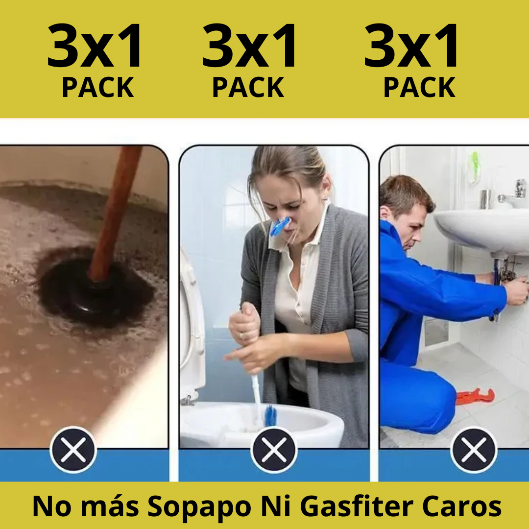 Destapador Instantáneo de Drenajes 3x1